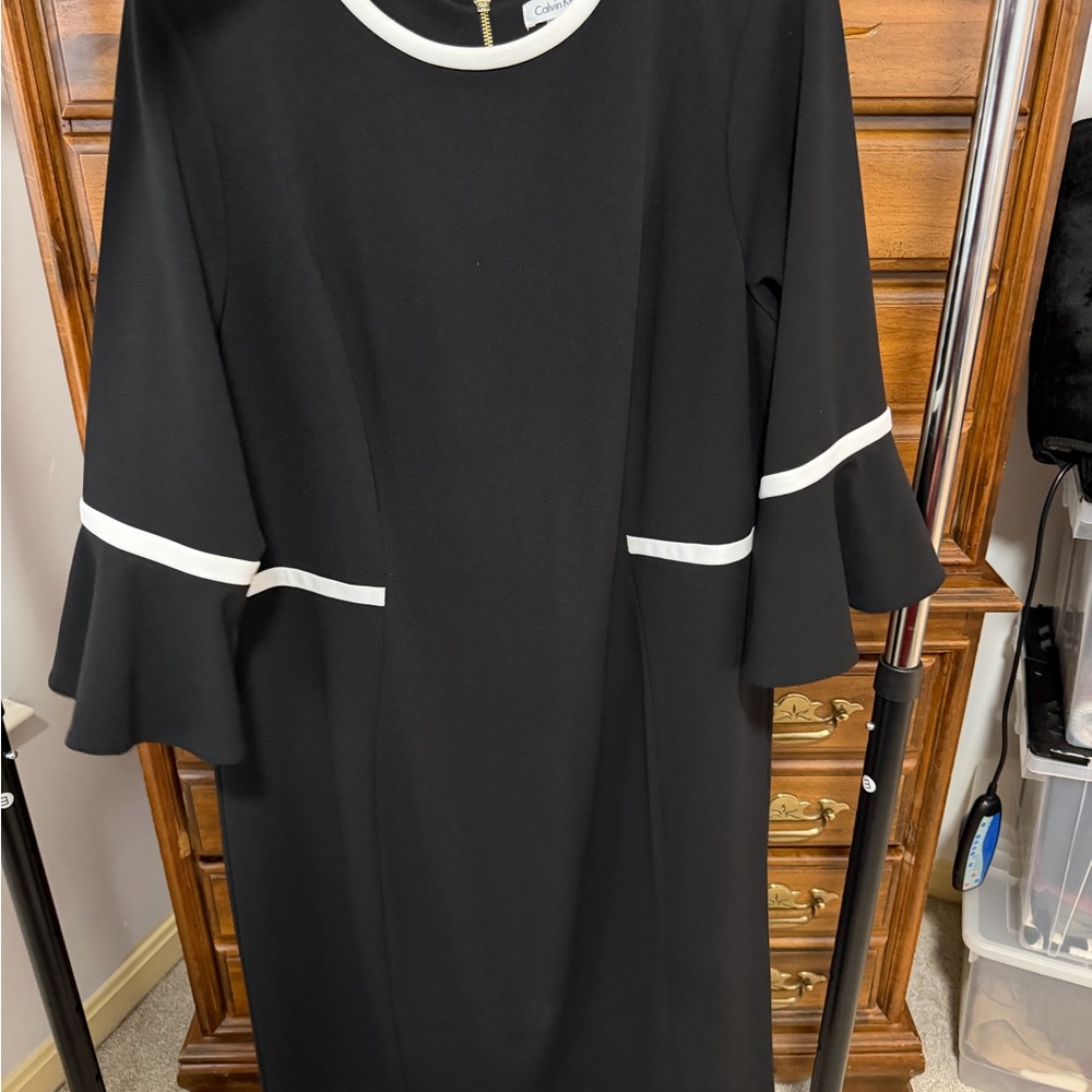 Calvin Klein Black Dress with White Trim